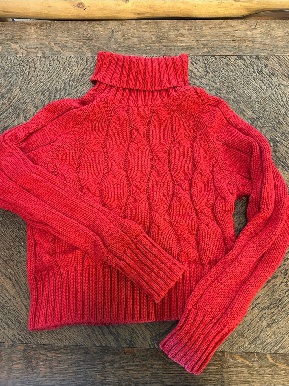 Rina Rossi Red Cable-Knit Turtleneck Sweater